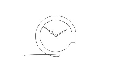 Clock with organized checklist. Time Management concept. Single line draw design Video 4k. Footage graphic illustration