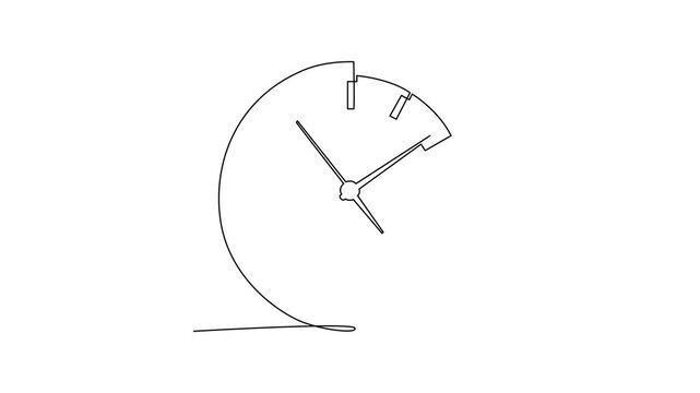 Large wall clock showing time. Time Management concept. Single line draw design Video 4k. Footage graphic illustration
