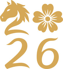 2026 Year of the Horse Golden Horse Plum Blossom Chinese New Year