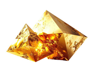 Abstract 3D golden crystal structure with varying facets, glowing