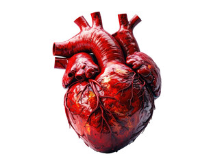 Vivid anatomical illustration of a realistic human heart, isolated