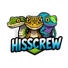 Hisscrew mascot logo with iguana lizard cartoon design