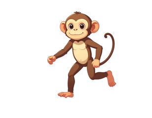 Playful cartoon monkey character in action with dynamic motion and friendly expression
