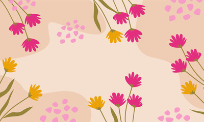 Pink flowers trendy background. Organic shapes florals background, banner and wallpaper.