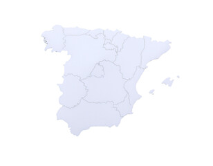 Portugal map silhouette with regional boundaries on pale blue background