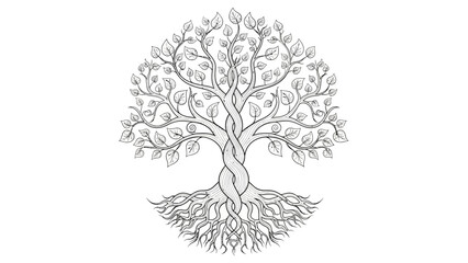 Obraz premium Detailed Illustration of a Tree with Roots.