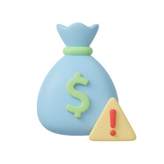 Money Risk 3D Icon on White Background