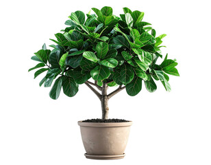 Lush green indoor plant, with large leaves, potted, set against a black background