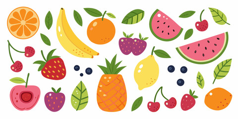 Obraz premium A colorful collection of fresh fruits including oranges bananas and watermelon