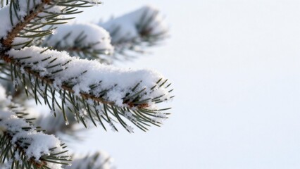 Snow covered pine branch