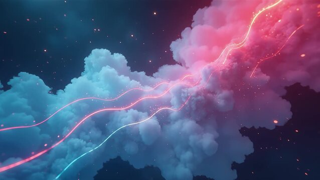 Vibrant Cloud Background with Electric Lightning Effects