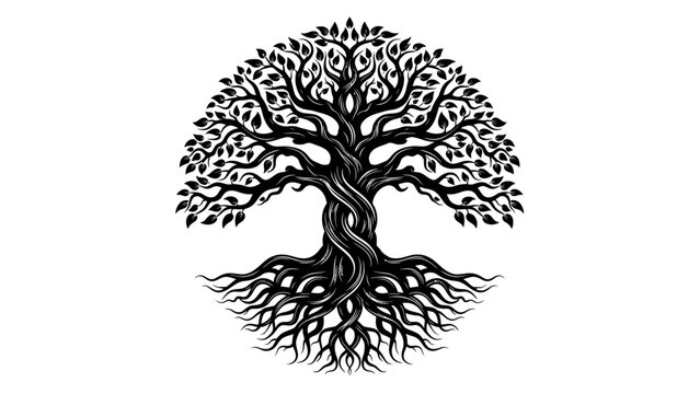 Black and White Illustration of Tree.