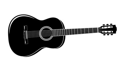 Fototapeta premium Black Acoustic Guitar with White Trim.