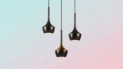 modern pendant lights hanging from ceiling with pastel colored background