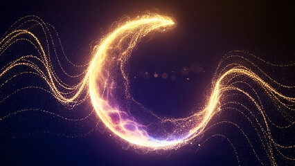 Golden Crescent Light Wave Abstract
