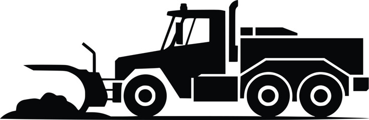 Silhouette of a heavy duty tractor with a front loader attachment