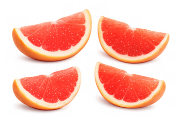 Fresh grapefruit wedges, healthy red citrus fruit slices, vitamin c rich for diet and breakfast, transparent background