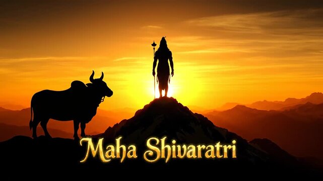 Lord Shiva Maha Shivaratri Silhouette Nandi Divine Hindu Festival Art