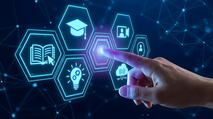 Futuristic Digital Interface with Data Visualization and HUD Dashboard for Business Analytics and Technology