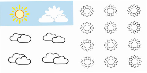 Obraz premium A visual representation of weather patterns sun clouds and floral elements