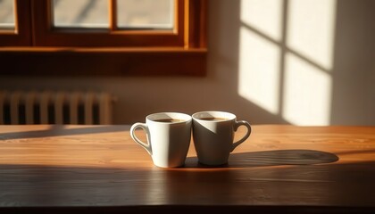 Two Coffee Cups Symbolizing Love And Togetherness