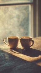 Two Coffee Cups Symbolizing Love And Togetherness