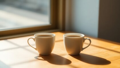 Two Coffee Cups Symbolizing Love And Togetherness