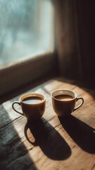 Two Coffee Cups Symbolizing Love And Togetherness