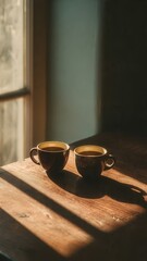 Two Coffee Cups Symbolizing Love And Togetherness