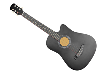 acoustic black guitar isolated on white background