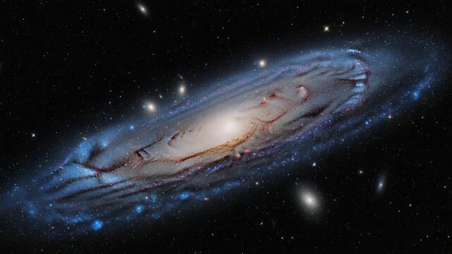 Vast Spiral Galaxy with Glowing Core and Blue Swirling Arms in Deep Space