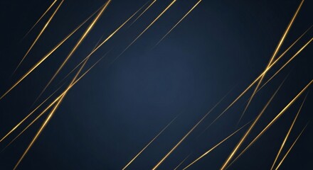 Elegant dark blue background with stylish gold diagonal lines creating a luxurious modern abstract design suitable for business and technology themes