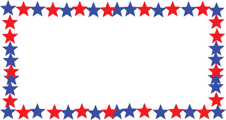 Obraz premium Red and blue stars forming a border on a white background