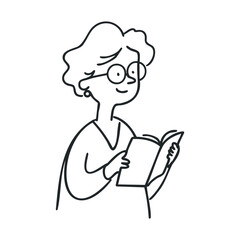 Obraz premium Elderly woman reading a book in a cozy setting for relaxation