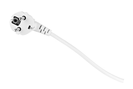 white electric plug isolated on white background.