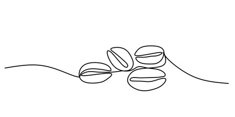 Obraz premium Continuous one line drawing of Coffee bean. Single line drawing illustration of Coffee grain. Coffee shop concept vector art. Doodle line illustration. Vector illustration