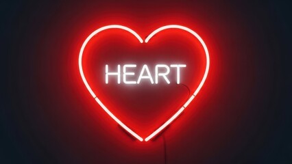 Bright red neon heart sign