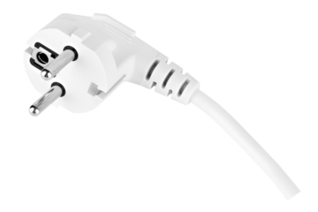 white electric plug isolated on white background.
