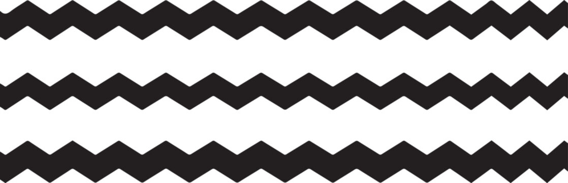 Three horizontal black zigzag lines on a white background pattern
