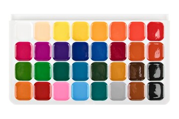 palette of watercolor paints isolated