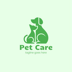 Minimalist Dog and Cat Silhouette Logo for Pet Shop and Veterinary Care