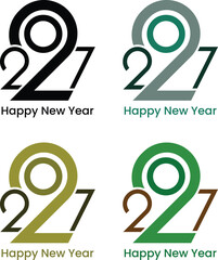 2027 Happy New Year Vector Calligraphy Text. Abstract Greeting Card Design eye-catching 2027 Typography Text. Bright Elegant 2027 Letter Text
