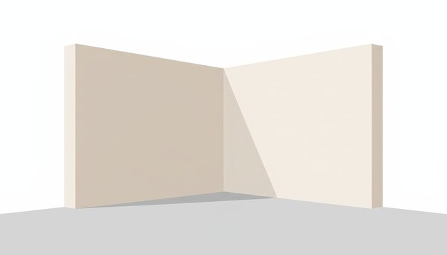 Minimalist Empty Room Corner with Beige Walls and Grey Floor for Product Mockup Display