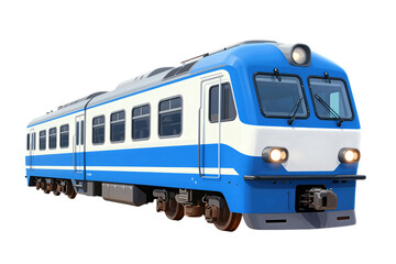 Fototapeta premium Blue and white train car isolated
