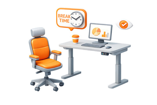 Taking a break from work at the desk isolated on transparent background