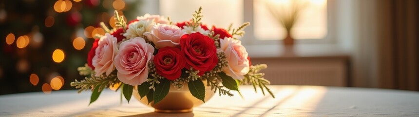 Obraz premium Vase with flowers on a table in front of a window