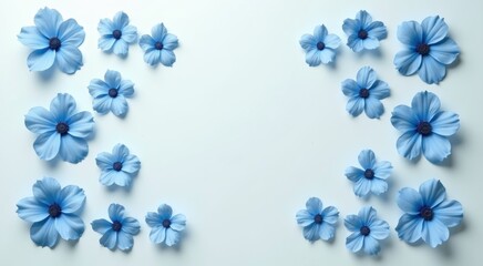 Blue flowers arranged in the shape of the letter s