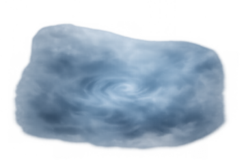 Dark storm cloud forming hurricane vortex on transparent background, preparing for powerful tropical weather