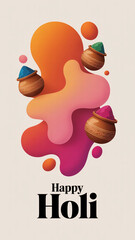 Obraz premium Vibrant happy holi celebration illustration with colorful powder filled pots