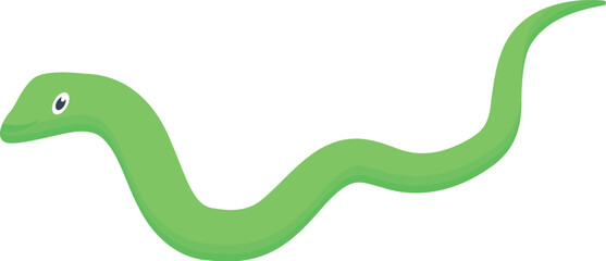 Fototapeta premium Green mamba snake slithering on white background, showing its forked tongue